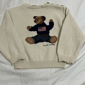 Vintage Polo Jeans Co. Ralph Lauren Sitting Bear American Flag Sweater Size 4T